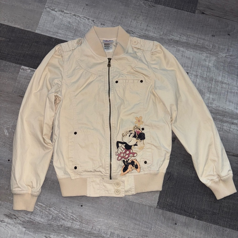 💫Disney Minnie Mouse Cream Jacket with Ribbed Collar
